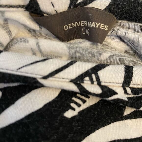 DENVER HAYES Black & White Floral Jersey Dress L - Picture 9 of 9